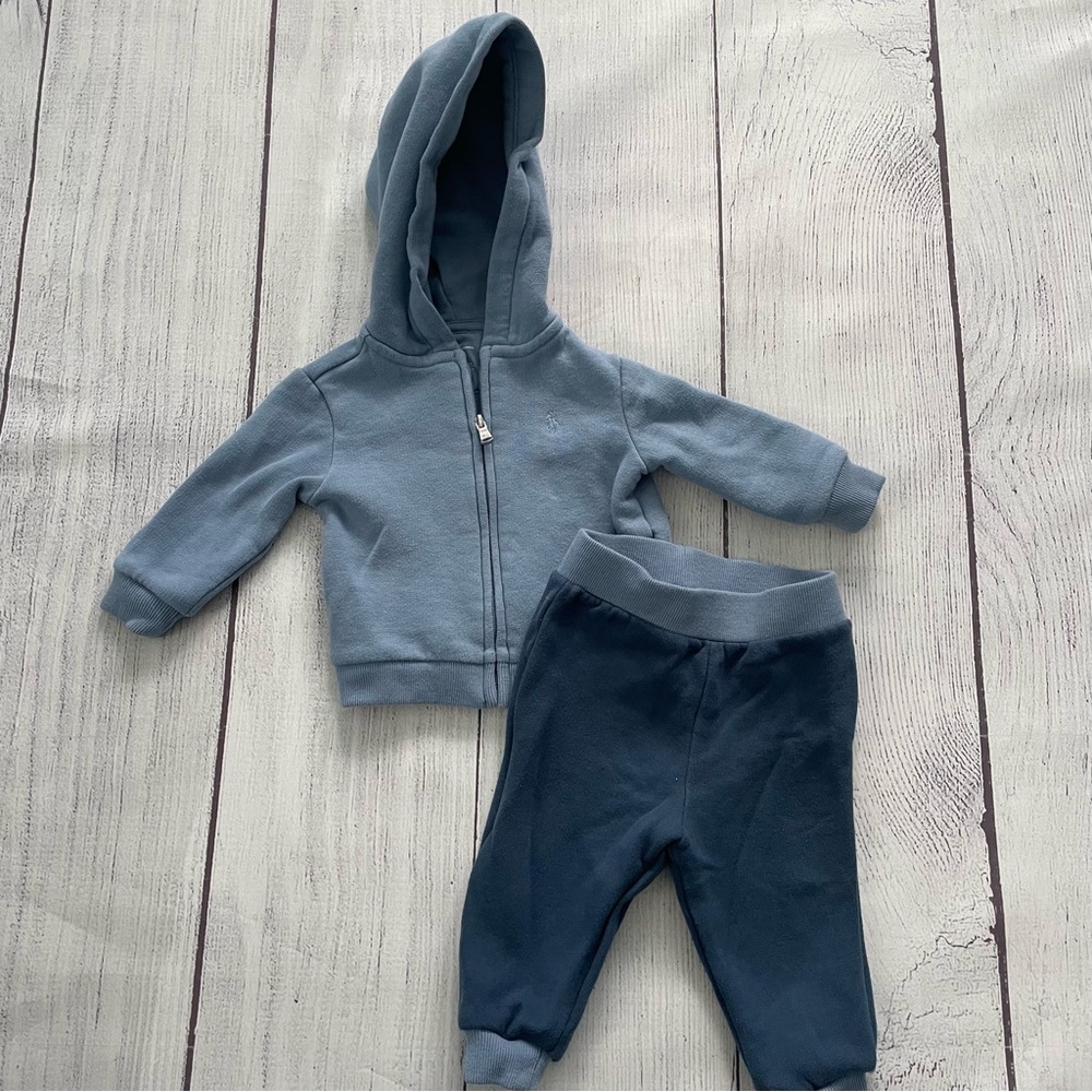 Ralph Lauren Blue Kids Hoodie and Jogger Set Sze 6 months